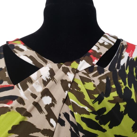 Kasper Sleeveless Lined Abstract Twist Cut Out Blouse Medium - Picture 7 of 10